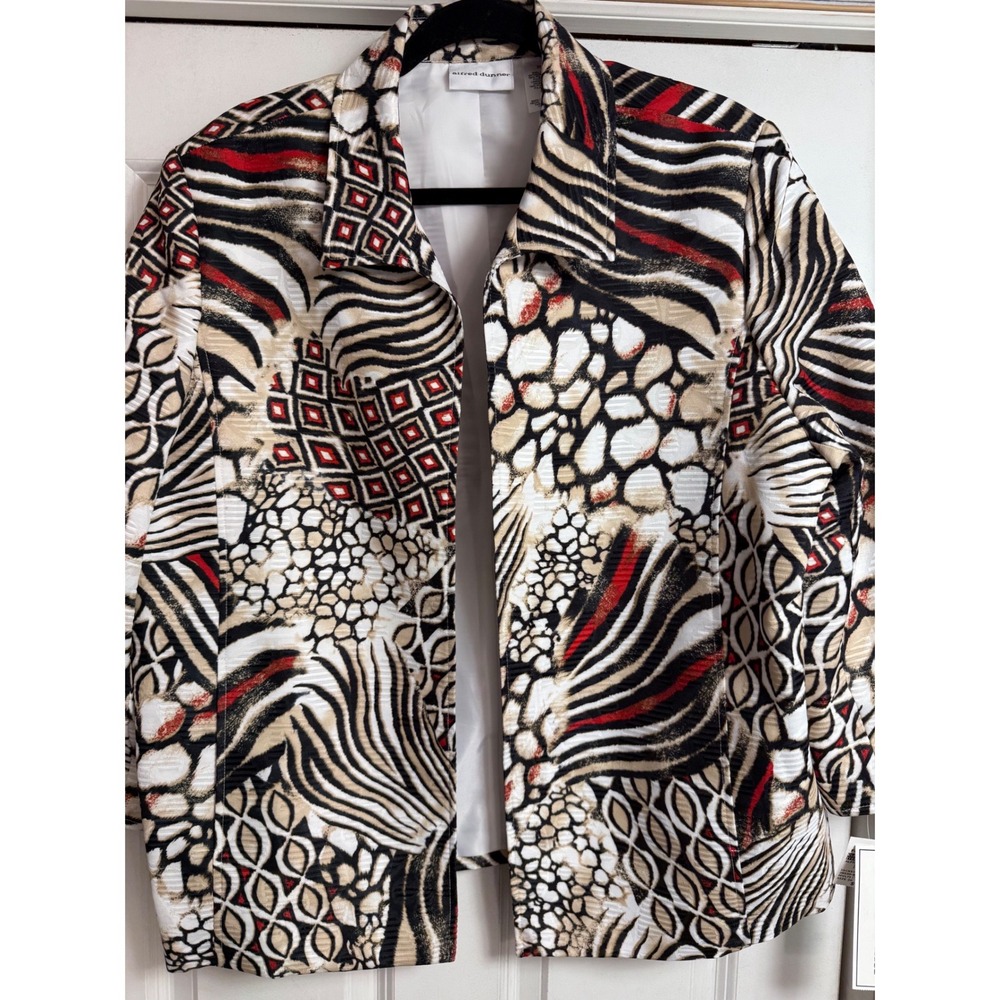 Alfred Dunner Open Front Jacket Size 20 NWT Abstract Animal‎ Print Multi